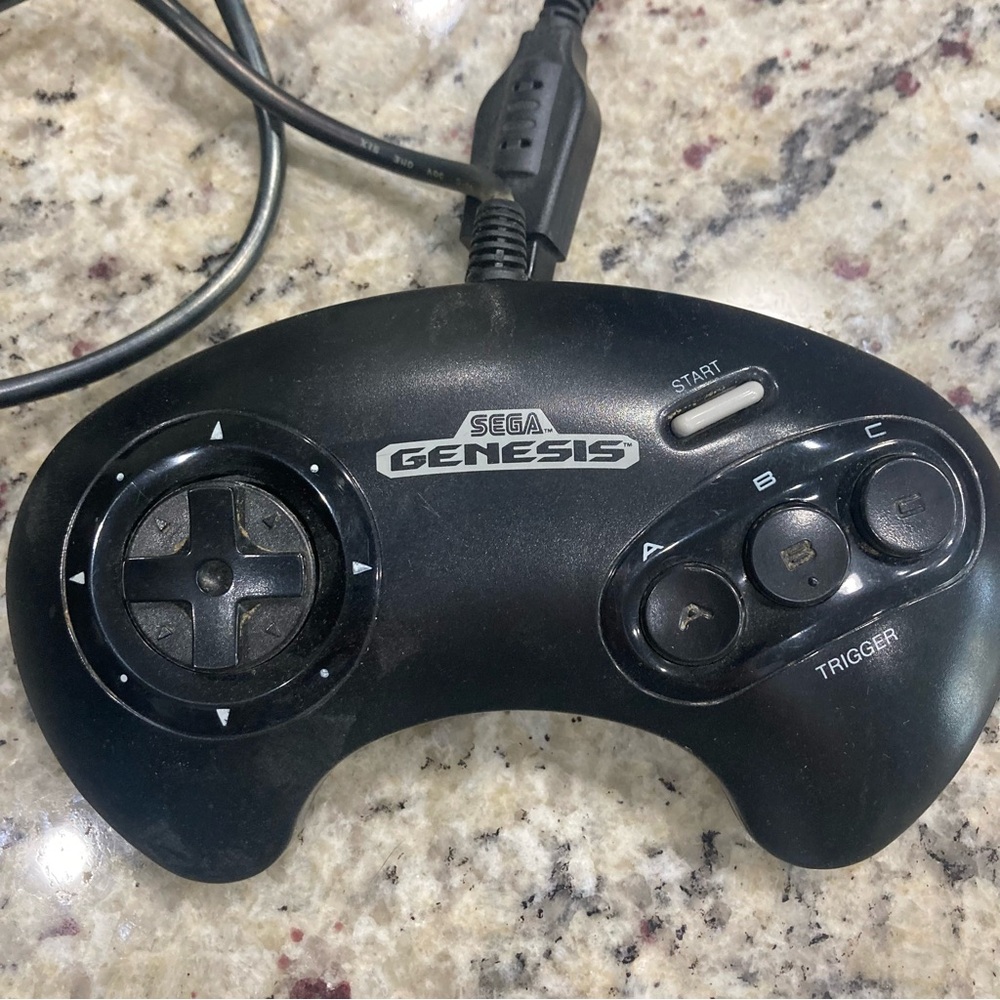 Sega Genesis original black wired remote controller